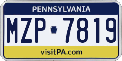 PA license plate MZP7819