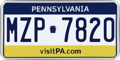 PA license plate MZP7820
