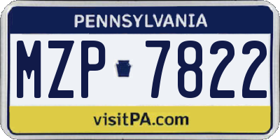 PA license plate MZP7822