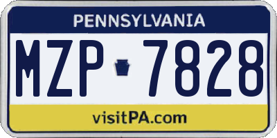 PA license plate MZP7828