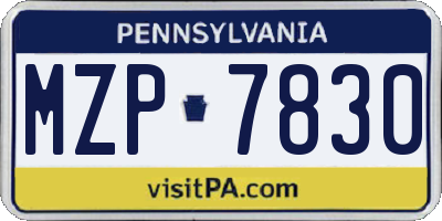 PA license plate MZP7830