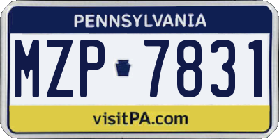 PA license plate MZP7831