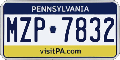 PA license plate MZP7832