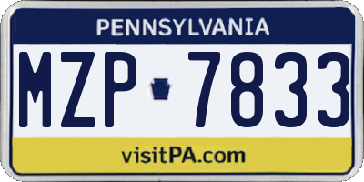 PA license plate MZP7833