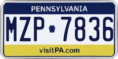 PA license plate MZP7836