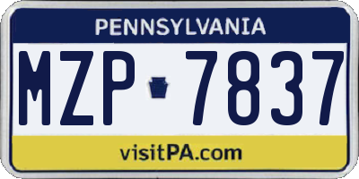PA license plate MZP7837