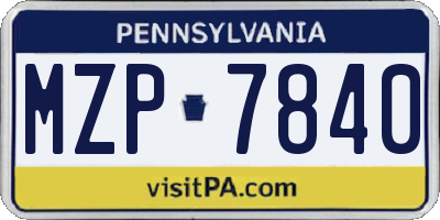 PA license plate MZP7840