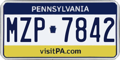 PA license plate MZP7842