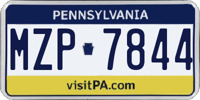 PA license plate MZP7844