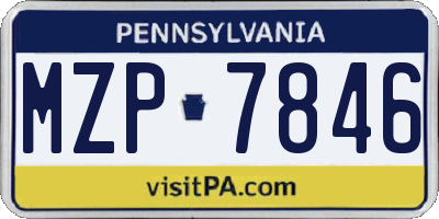 PA license plate MZP7846