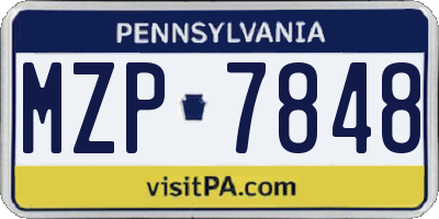 PA license plate MZP7848