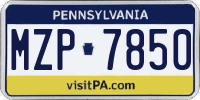 PA license plate MZP7850