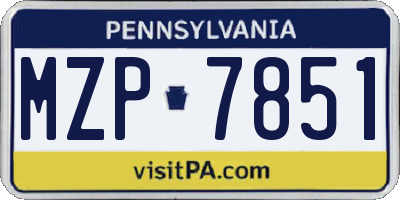 PA license plate MZP7851