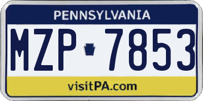 PA license plate MZP7853