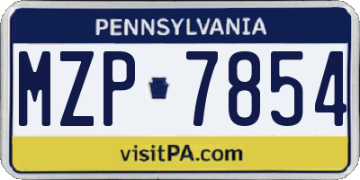 PA license plate MZP7854
