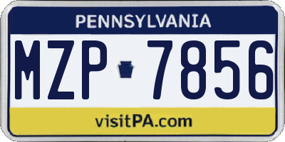 PA license plate MZP7856