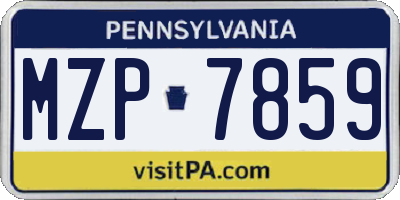PA license plate MZP7859