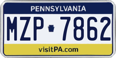 PA license plate MZP7862