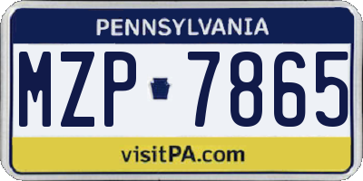 PA license plate MZP7865