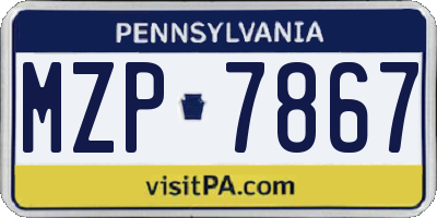 PA license plate MZP7867