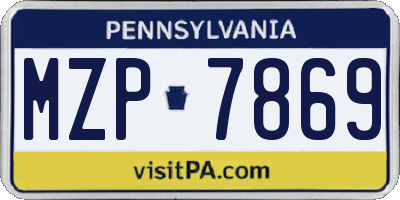 PA license plate MZP7869