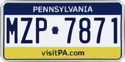 PA license plate MZP7871