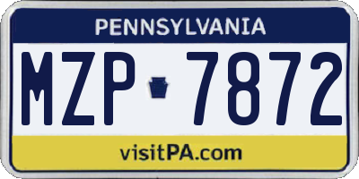 PA license plate MZP7872
