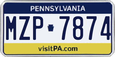 PA license plate MZP7874