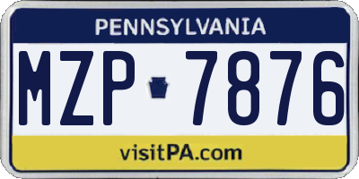 PA license plate MZP7876