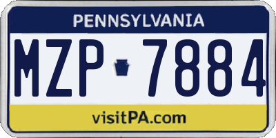 PA license plate MZP7884