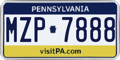 PA license plate MZP7888