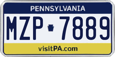 PA license plate MZP7889