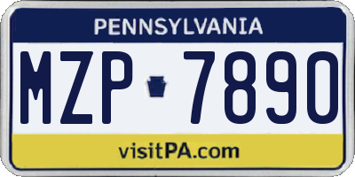PA license plate MZP7890