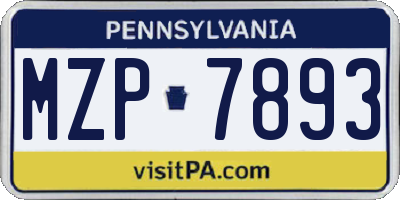 PA license plate MZP7893