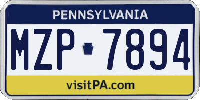 PA license plate MZP7894