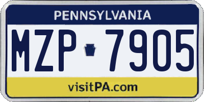 PA license plate MZP7905
