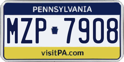 PA license plate MZP7908