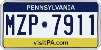 PA license plate MZP7911