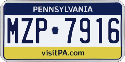 PA license plate MZP7916