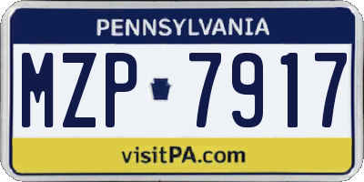PA license plate MZP7917