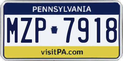 PA license plate MZP7918