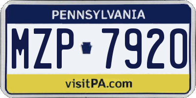 PA license plate MZP7920