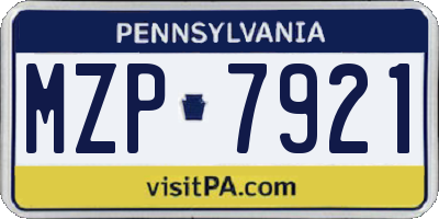 PA license plate MZP7921