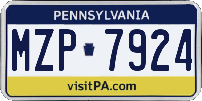 PA license plate MZP7924