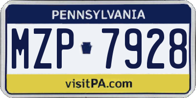 PA license plate MZP7928