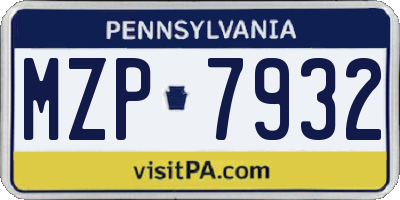 PA license plate MZP7932