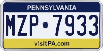 PA license plate MZP7933