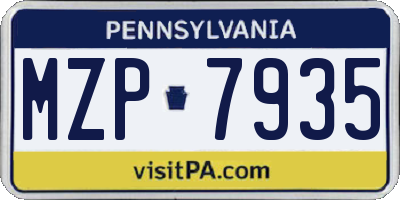 PA license plate MZP7935