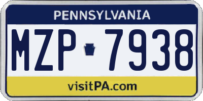 PA license plate MZP7938
