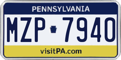 PA license plate MZP7940
